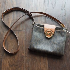 Michael Kors Brown Large Fulton Logo Crossbody